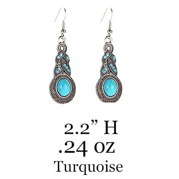 Turquoise and Blue Rhinestone Zinc Alloy material Earrings - Picture 4 of 6